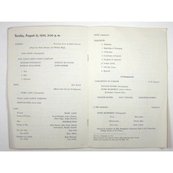 Eighth American Dance Festival Program 1955 José Limon Pauline Koner Pearl Lang - Picture 4 of 6
